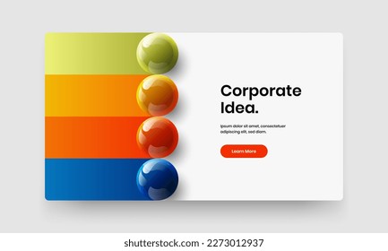 Clean realistic spheres site layout. Unique corporate identity vector design concept.