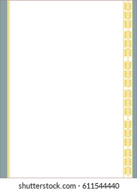 a clean rectangular form with a gold braid in the form of arrows on the edges of the blue stripes , a document vector