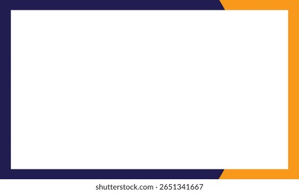 Clean rectangular frame with a dark blue and orange edge design. Perfect for business presentations, templates, or banners that require a bold and professional modern layout.