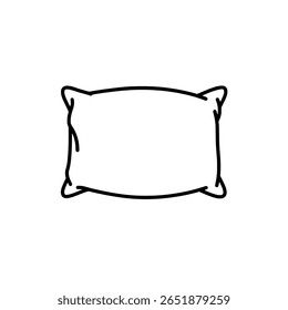 Um travesseiro retangular limpo em um simples desenho de contorno. Um ícone de arte de linha minimalista que representa conforto, sono e cama caseira.