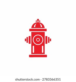 A clean red fire hydrant symbol representing fire safety and emergency water supply equipment for firefighting and urban infrastructure.