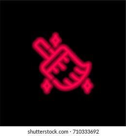 Clean red glowing neon ui ux icon. Glowing sign logo vector