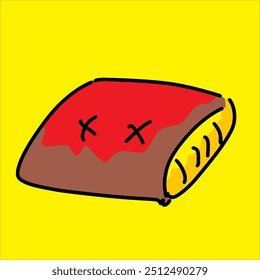 a clean red pillow in vector art style