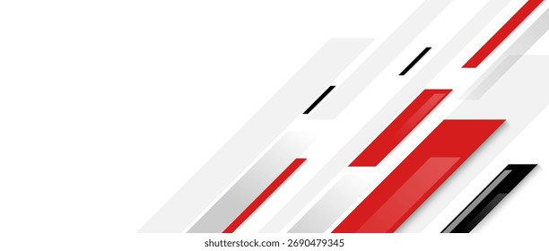 Reinigen Sie roten und weißen geometrischen Hintergrund mit diagonalen Formen erstellen eine starke und minimale Komposition.