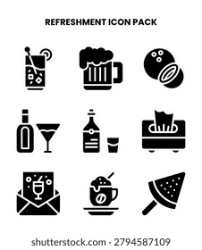 Clean Refreshment icon set with Glyph icons for UI projects.