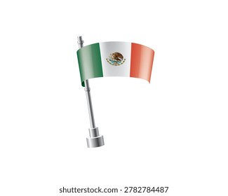 Clean representation showcasing Mexican flag attached to glossy metal pole