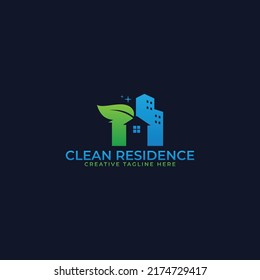 Clean residence logo design vector