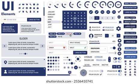 Una Plantilla limpia y receptiva con Elementos de interfaz de usuario, menú, íconos y Casillas de verificación; ideal para una página de negocios o redes sociales. Diseño Horizontal con Formas simples