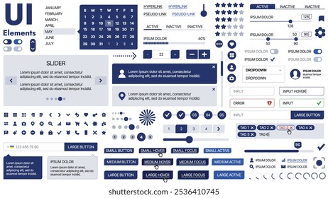 Una Plantilla limpia y receptiva con Elementos de interfaz de usuario, menú, íconos y Casillas de verificación; ideal para una página de negocios o redes sociales. Diseño Horizontal con Formas simples