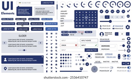 Una Plantilla limpia y receptiva con Elementos de interfaz de usuario, menú, íconos y Casillas de verificación; ideal para una página de negocios o redes sociales. Diseño Horizontal con Formas simples