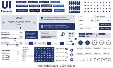 Una Plantilla limpia y receptiva con Elementos de interfaz de usuario, menú, íconos y Casillas de verificación; ideal para una página de negocios o redes sociales. Diseño Horizontal con Formas simples