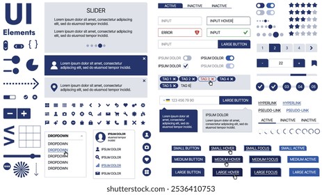 Una Plantilla limpia y receptiva con Elementos de interfaz de usuario, menú, íconos y Casillas de verificación; ideal para una página de negocios o redes sociales. Diseño Horizontal con Formas simples