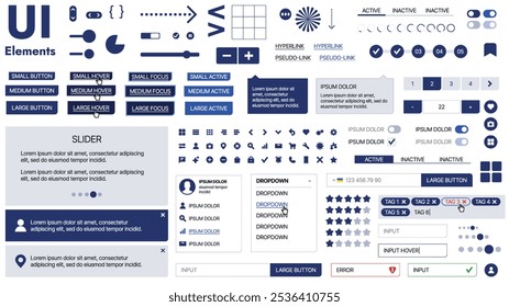 Una Plantilla limpia y receptiva con Elementos de interfaz de usuario, menú, íconos y Casillas de verificación; ideal para una página de negocios o redes sociales. Diseño Horizontal con Formas simples