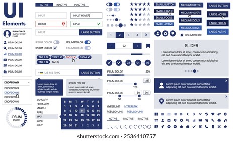 Una Plantilla limpia y receptiva con Elementos de interfaz de usuario, menú, íconos y Casillas de verificación; ideal para una página de negocios o redes sociales. Diseño Horizontal con Formas simples