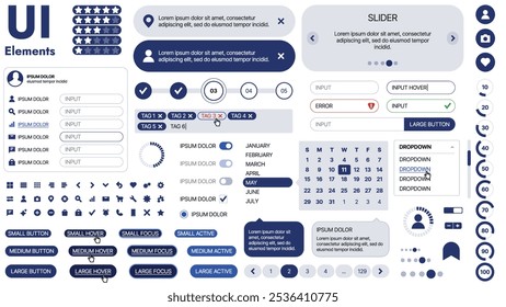 Una Plantilla limpia y receptiva con Elementos de interfaz de usuario, menú, íconos y Casillas de verificación; ideal para una página de negocios o redes sociales. Diseño Horizontal con Formas simples