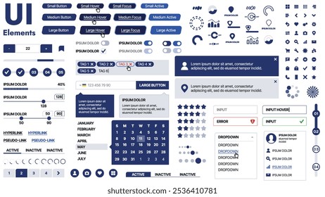 Una Plantilla limpia y receptiva con Elementos de interfaz de usuario, menú, íconos y Casillas de verificación; ideal para una página de negocios o redes sociales. Diseño Horizontal con Formas simples