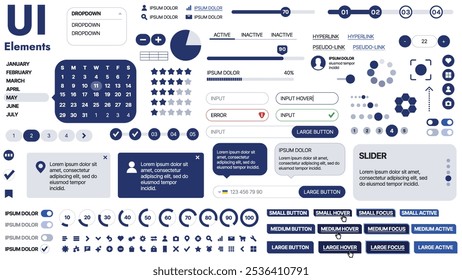 Una Plantilla limpia y receptiva con Elementos de interfaz de usuario, menú, íconos y Casillas de verificación; ideal para una página de negocios o redes sociales. Diseño Horizontal con Formas simples