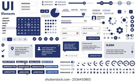 Una Plantilla limpia y receptiva con Elementos de interfaz de usuario, menú, íconos y Casillas de verificación; ideal para una página de negocios o redes sociales. Diseño Horizontal con Formas simples