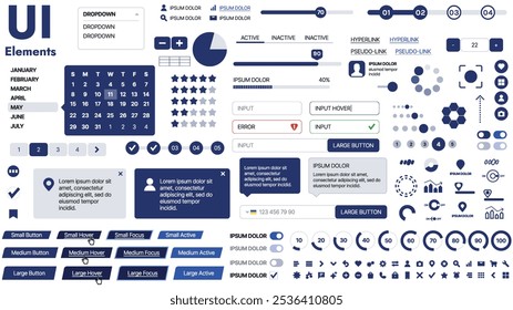 Una Plantilla limpia y receptiva con Elementos de interfaz de usuario, menú, íconos y Casillas de verificación; ideal para una página de negocios o redes sociales. Diseño Horizontal con Formas simples