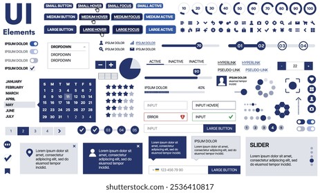 Una Plantilla limpia y receptiva con Elementos de interfaz de usuario, menú, íconos y Casillas de verificación; ideal para una página de negocios o redes sociales. Diseño Horizontal con Formas simples