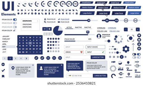 Una Plantilla limpia y receptiva con Elementos de interfaz de usuario, menú, íconos y Casillas de verificación; ideal para una página de negocios o redes sociales. Diseño Horizontal con Formas simples