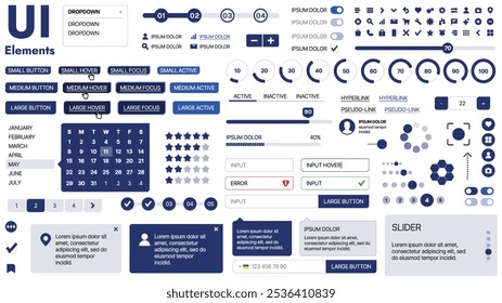 Una Plantilla limpia y receptiva con Elementos de interfaz de usuario, menú, íconos y Casillas de verificación; ideal para una página de negocios o redes sociales. Diseño Horizontal con Formas simples