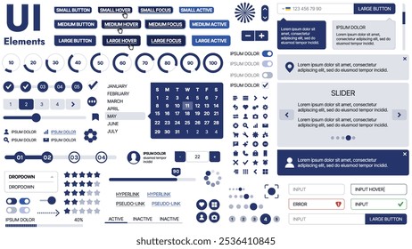 Una Plantilla limpia y receptiva con Elementos de interfaz de usuario, menú, íconos y Casillas de verificación; ideal para una página de negocios o redes sociales. Diseño Horizontal con Formas simples