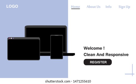 Clean and Responsive Website Template Landing page Design Vector Illustration
