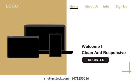 Clean and Responsive Website Template Landing page Design Vector Illustration