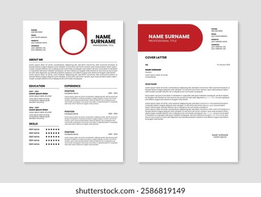 Clean resume and cover letter layout template. Minimalist resume cv template design. Vector illustration