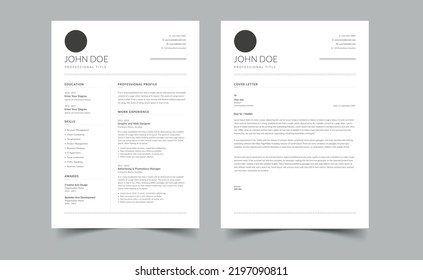 Clean Resume Layout, Minimalist resume cv template, Resume design template