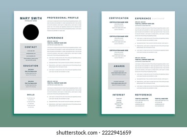 Clean Resume Template Layout 
professional Resume Template