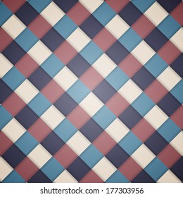 Clean retro color checked diagonal seamless background pattern