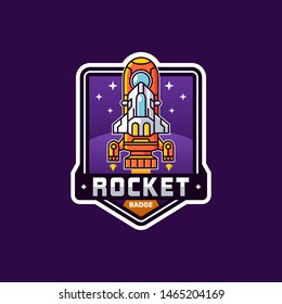 Clean rocket badge on the space illustration