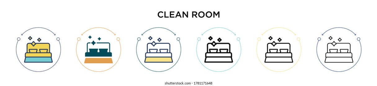 Clean room icon in filled, thin line, outline and stroke style. Vector illustration of two colored and black clean room vector icons designs can be used for mobile, ui, web
