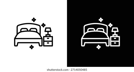 Icono de sala limpia en estilo plano y trazo delgado.