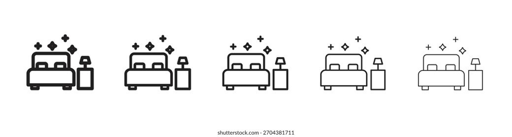 Clean Room iconBlack linear bold and thin strokes set