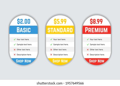 Clean Rounded Pricing Table Template for Website