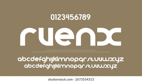 Saubere abgerundete serifenlose Schrift mit modernem Minimalismus, perfekt für Tech-, App-Design und UI-Branding