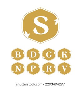 Clean S logo wit elegant leaf border rich looking symbol, S badge vector