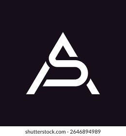 Clean AS or SA triangle typography logo for creative branding, identity, business, and modern use.