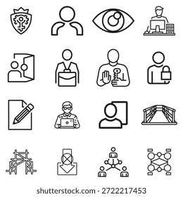 Clean SaaS user permission level icon set. Simple vector icons suitable for access control, user roles, dashboards, and software interface design.
