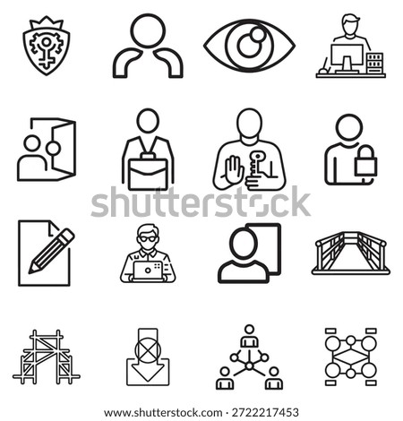 Clean SaaS user permission level icon set. Simple vector icons suitable for access control, user roles, dashboards, and software interface design.
