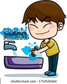 clean for saf by wash the hand cartoon vector for illustrate