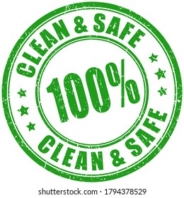 Clean and safe certified product, green organic imprint on white background, food safety concept, locally grown natural farm fresh healthy goods, pesticide free