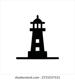 Gráfico de Vector limpio y escalable de una silueta de faro negro sobre un fondo blanco, ideal para logotipos, íconos y diseños de temática costera.
