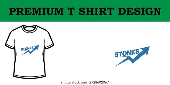Clean and scalable vector illustration of a premium typography t shirt design featuring a bold Stonks logo, perfect for branding, merchandise, and print-on-demand projects with a professional look.