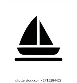 Clean, scalable vector illustration of a sleek black sailboat on a horizontal line, ideal for logos, apps, and modern design projects.