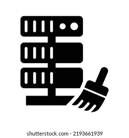 Clean, server, storage icon. Black vector design.