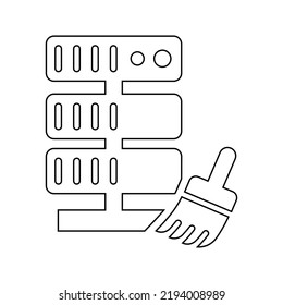 Clean, server, storage icon. Outline vector design.